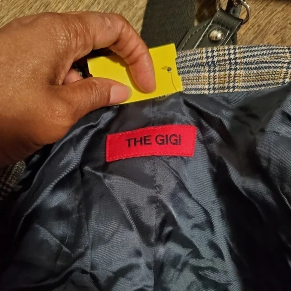 The Gigi Italia Men's Blue Plaid Wool Blazer w/ Mustard Velvet Trimming Size 48 - Picture 9 of 13